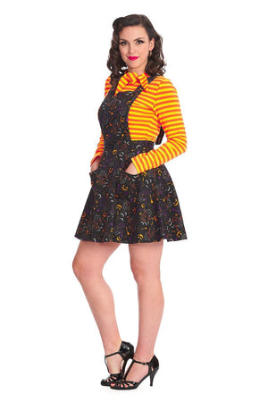All Hallows Cat Pinafore Dress-Banned-Dark Fashion Clothing