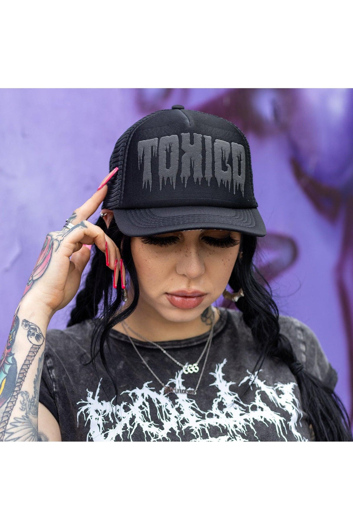 Anti Social Trucker Hat - Unisex-Toxico-Dark Fashion Clothing