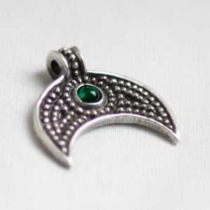 Asgard Lunular Pendant II – Pewter or Silver with Blue Green or Red Stone-Asgard-Dark Fashion Clothing
