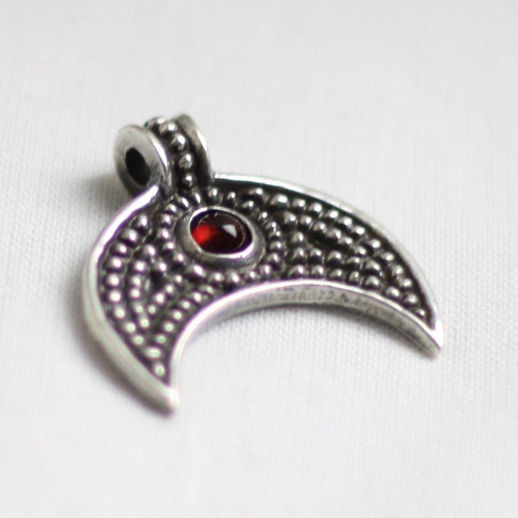 Asgard Lunular Pendant II – Pewter or Silver with Blue Green or Red Stone-Asgard-Dark Fashion Clothing