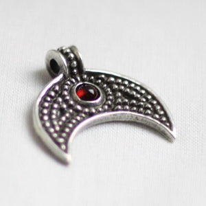 Asgard Lunular Pendant II – Pewter or Silver with Blue Green or Red Stone-Asgard-Dark Fashion Clothing
