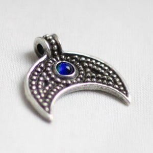 Asgard Lunular Pendant II – Pewter or Silver with Blue Green or Red Stone-Asgard-Dark Fashion Clothing