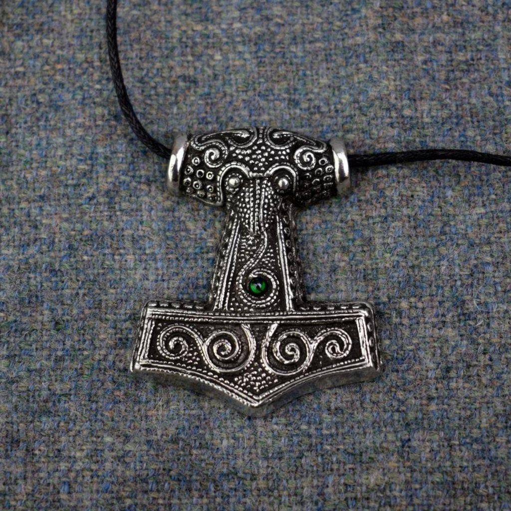 Asgard Skane Hammer - Pewter or Silver – Blue Red or Green Stones-Asgard-Dark Fashion Clothing