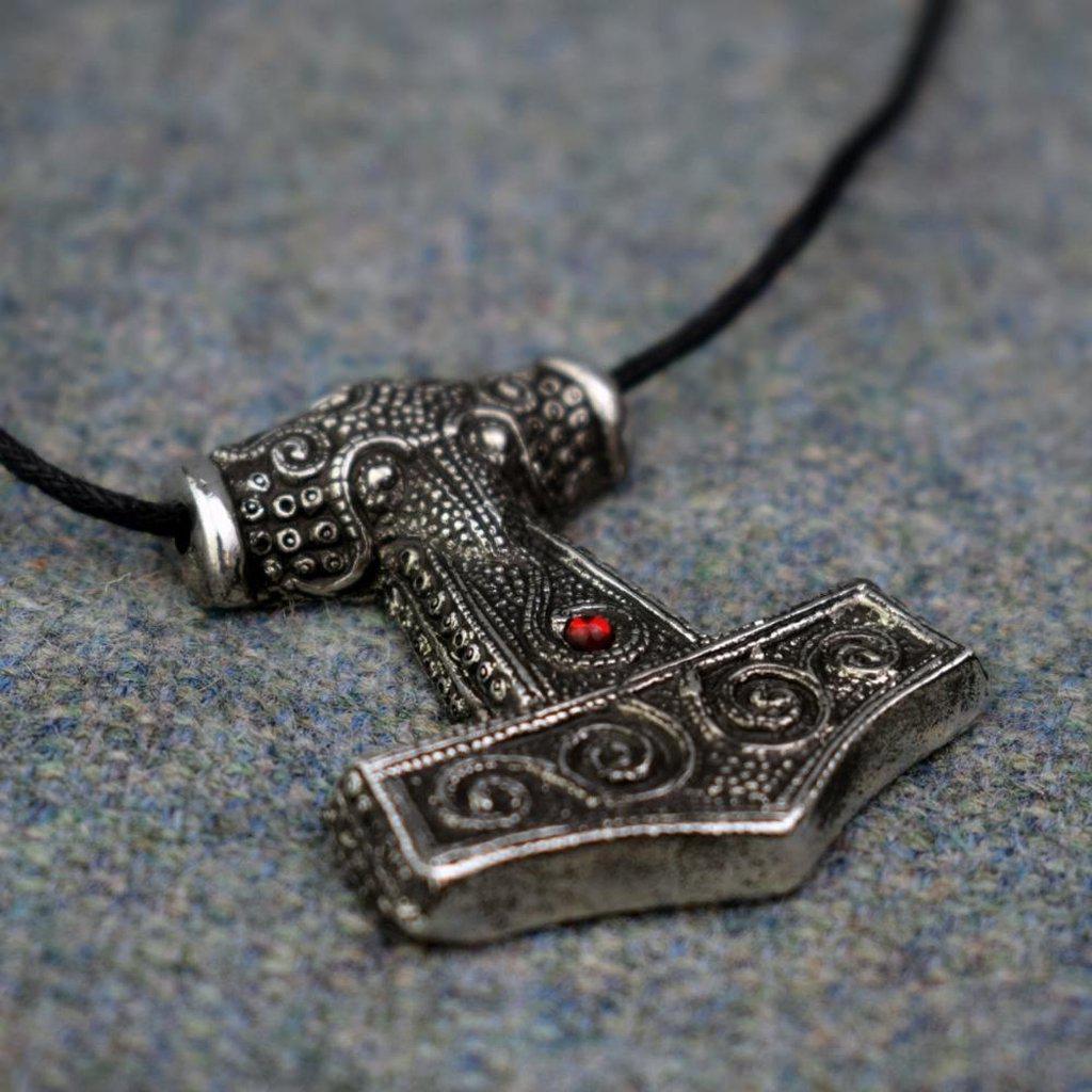 Asgard Skane Hammer - Pewter or Silver – Blue Red or Green Stones-Asgard-Dark Fashion Clothing