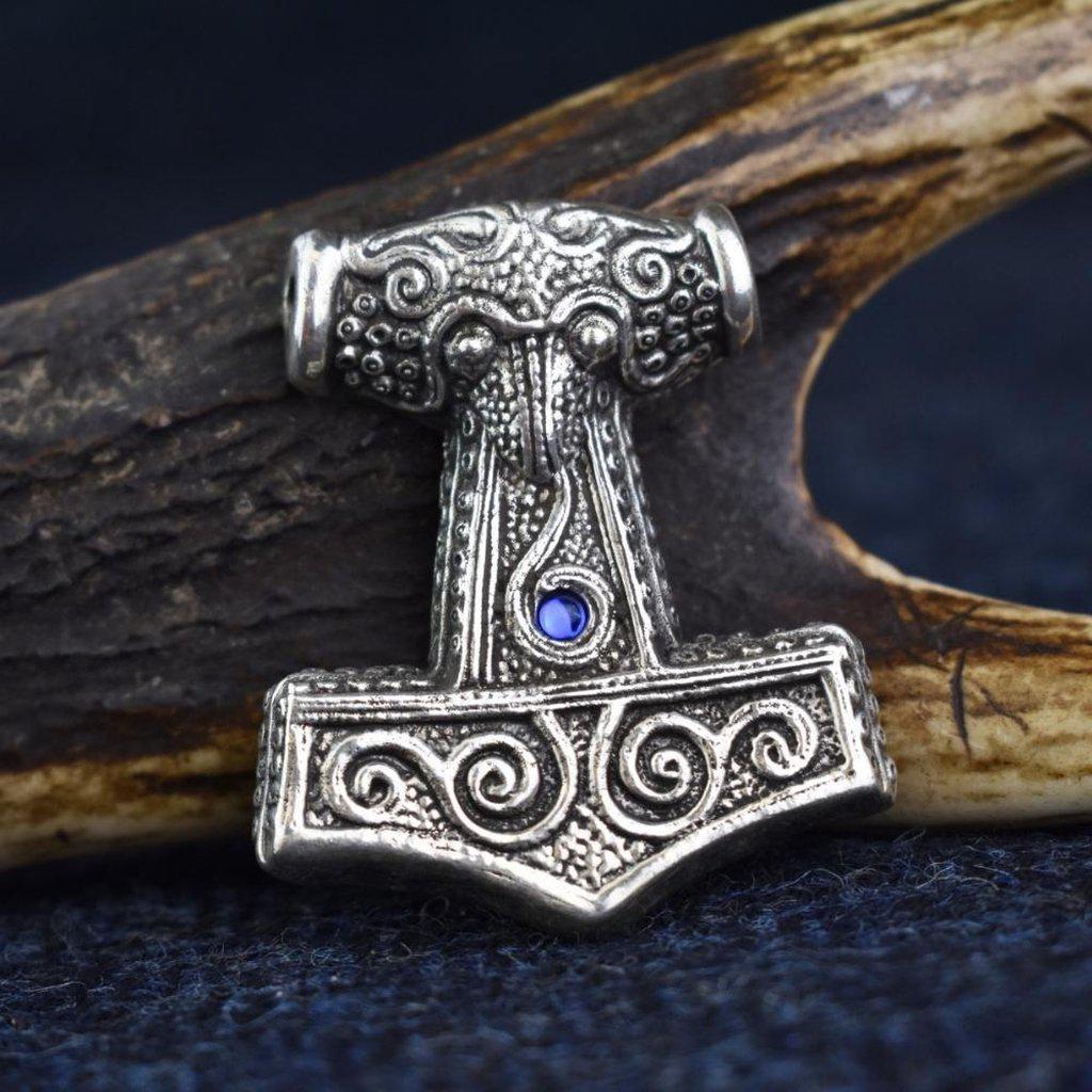 Asgard Skane Hammer - Pewter or Silver – Blue Red or Green Stones-Asgard-Dark Fashion Clothing