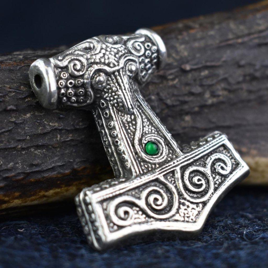 Asgard Skane Hammer - Pewter or Silver – Blue Red or Green Stones-Asgard-Dark Fashion Clothing