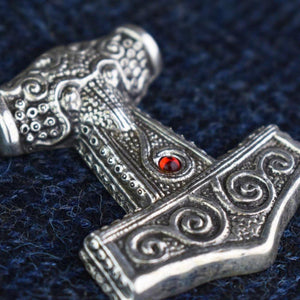 Asgard Skane Hammer - Pewter or Silver – Blue Red or Green Stones-Asgard-Dark Fashion Clothing