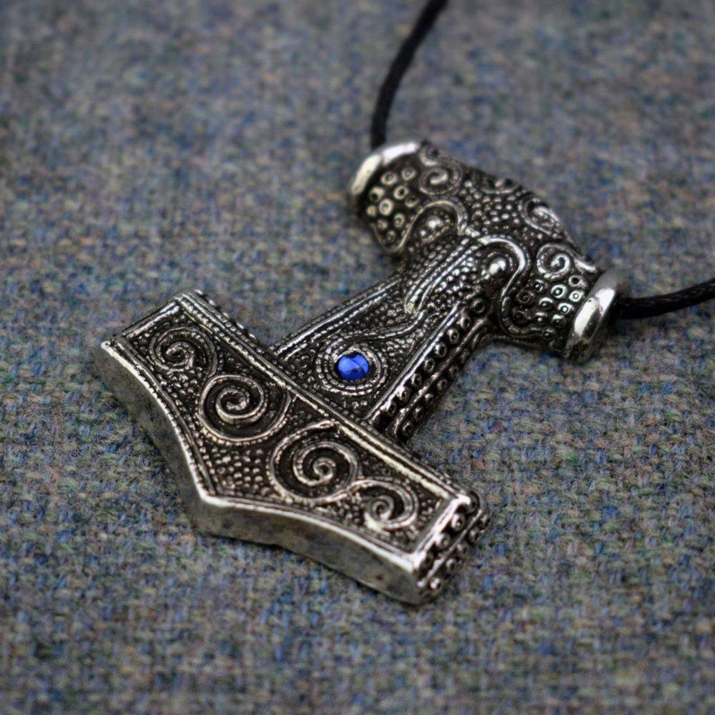 Asgard Skane Hammer - Pewter or Silver – Blue Red or Green Stones-Asgard-Dark Fashion Clothing
