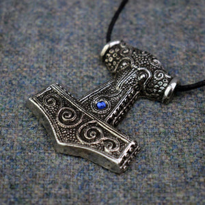 Asgard Skane Hammer - Pewter or Silver – Blue Red or Green Stones-Asgard-Dark Fashion Clothing