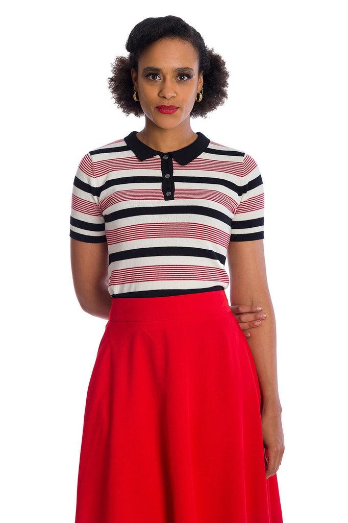 Audry Stripe Top-Banned-Dark Fashion Clothing