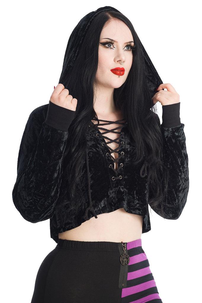 Big Crush Crop Hoodie-Banned-Dark Fashion Clothing
