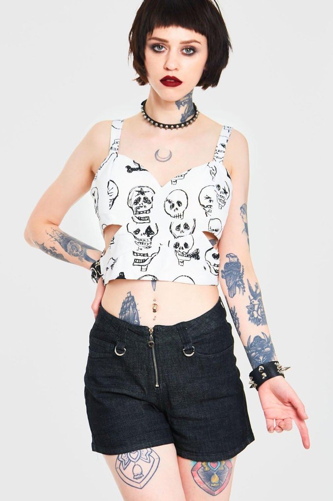Black Denim Shorts-Jawbreaker-Dark Fashion Clothing