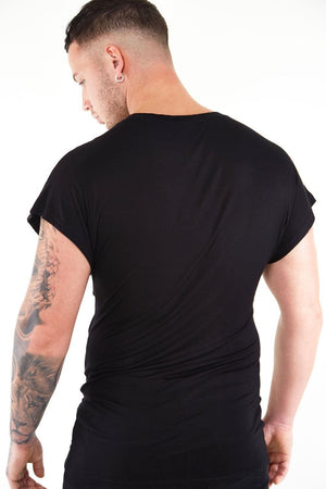 Black Loose T-shirt With Net Rib Cage-Jawbreaker-Dark Fashion Clothing