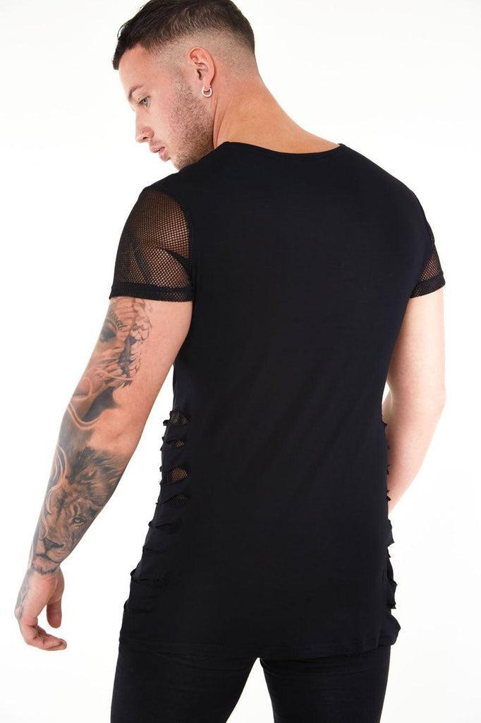 Spiral Flaming Spine Allover Print T-Shirt - Black, Size Small, 100% Cotton - View #4