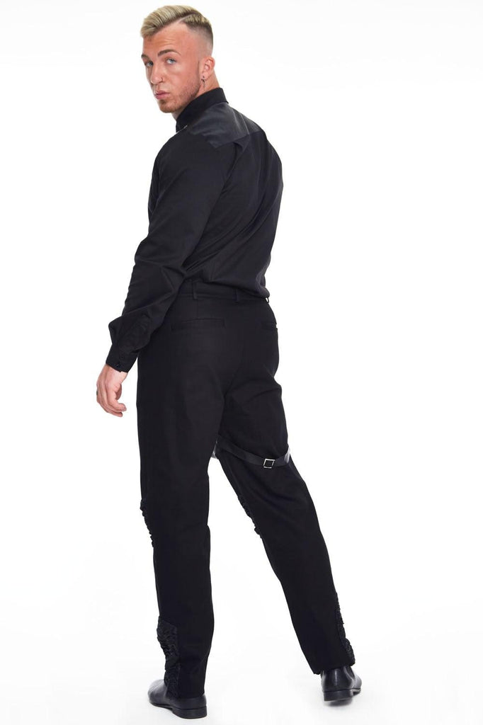 Black Trouser with Contrast Panels-Jawbreaker-Dark Fashion Clothing