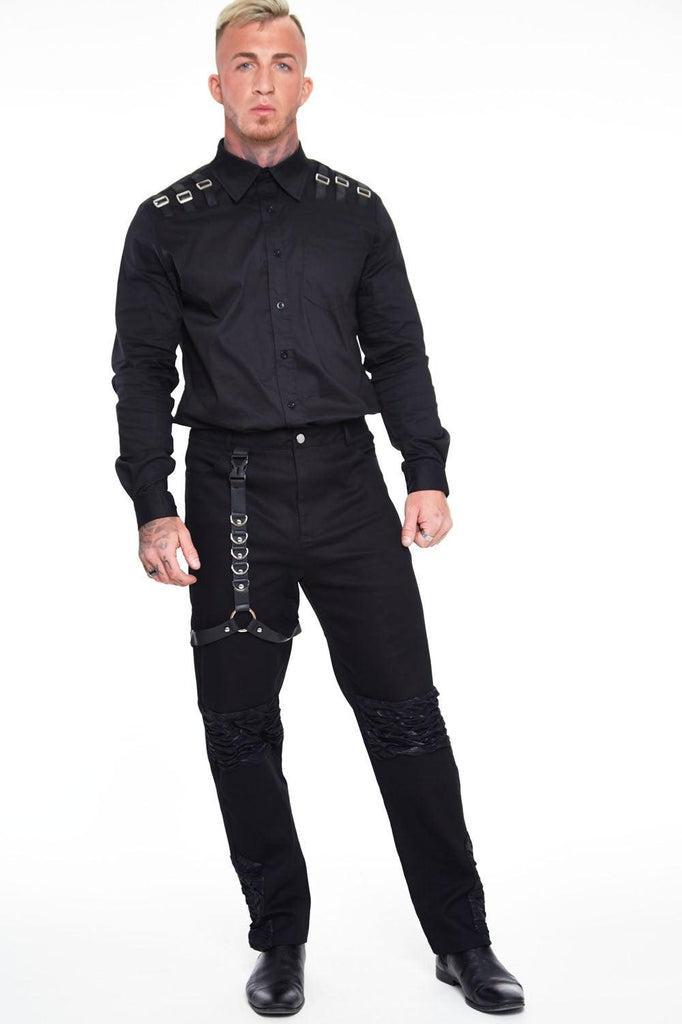 Black Trouser with Contrast Panels-Jawbreaker-Dark Fashion Clothing