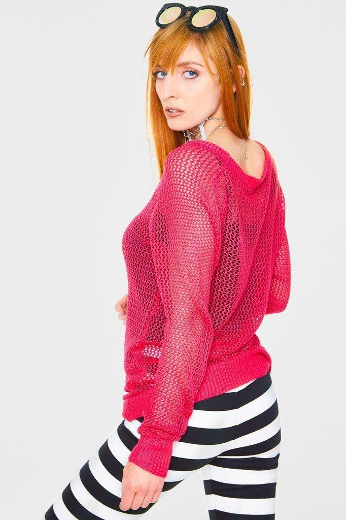 Black or Pink Mesh Sweatshirt-Jawbreaker-Dark Fashion Clothing