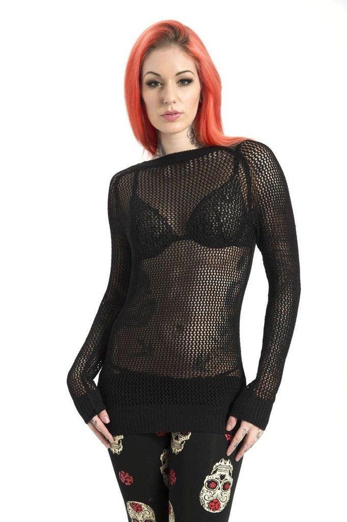 Black or Pink Mesh Sweatshirt-Jawbreaker-Dark Fashion Clothing