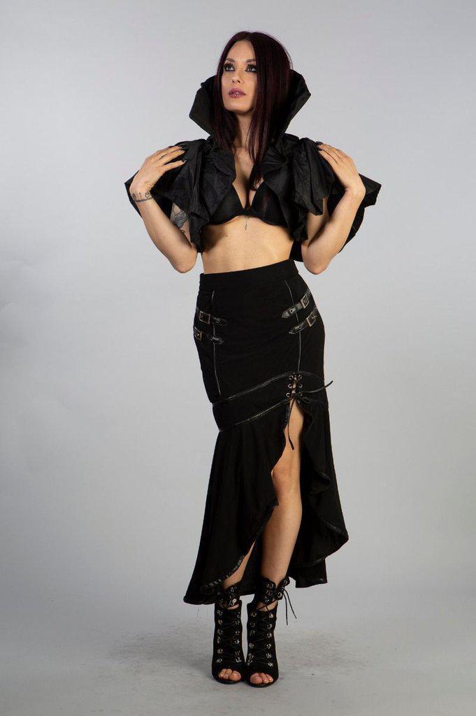 Blade High Collar Bolero In Black Taffeta-Burleska-Dark Fashion Clothing
