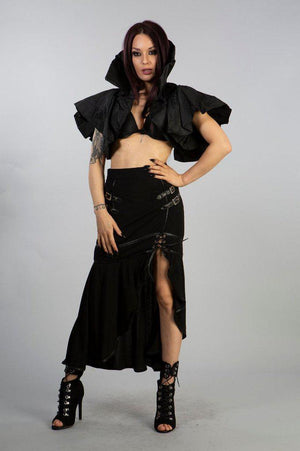 Blade High Collar Bolero In Black Taffeta-Burleska-Dark Fashion Clothing