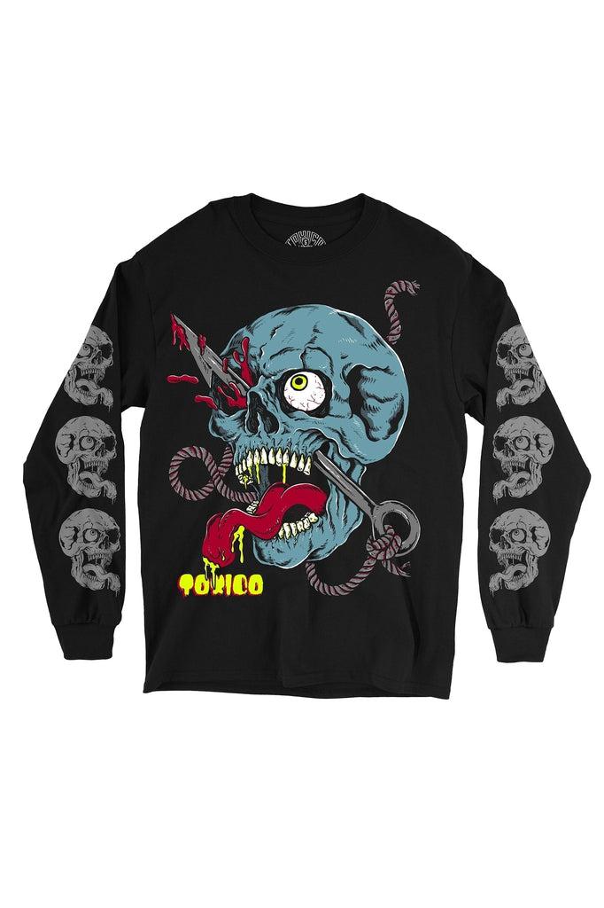 Blood Skull Longsleeve Tee-Toxico-Dark Fashion Clothing