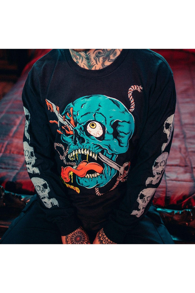 Blood Skull Longsleeve Tee-Toxico-Dark Fashion Clothing