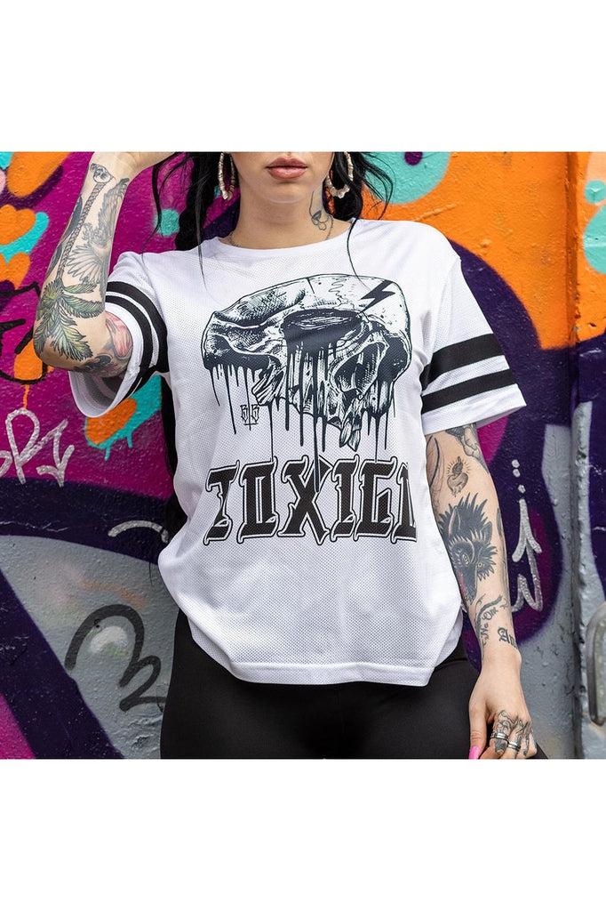Bolt Skull Mesh Tee-Toxico-Dark Fashion Clothing