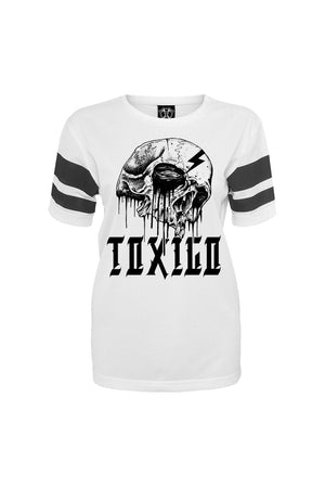 Bolt Skull Mesh Tee-Toxico-Dark Fashion Clothing