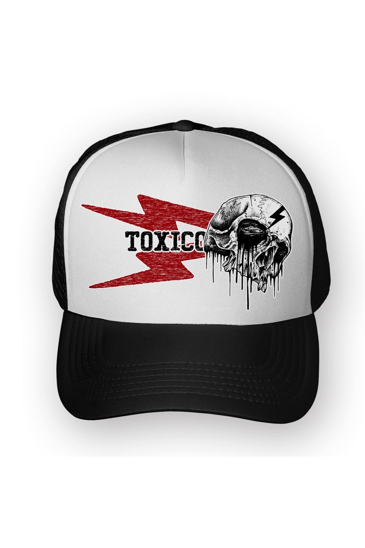 Bolt Skull Trucker Hat - Unisex-Toxico-Dark Fashion Clothing
