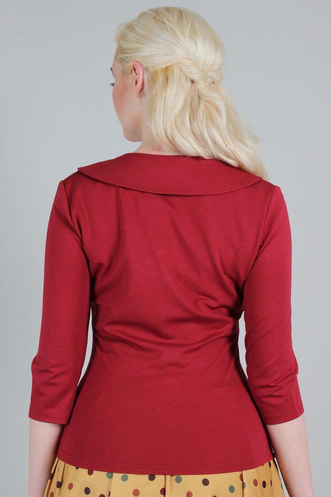 Caniya Retro V-Neck Top-Voodoo Vixen-Dark Fashion Clothing