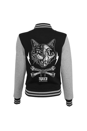 Cat Skull College Jacket-Toxico-Dark Fashion Clothing