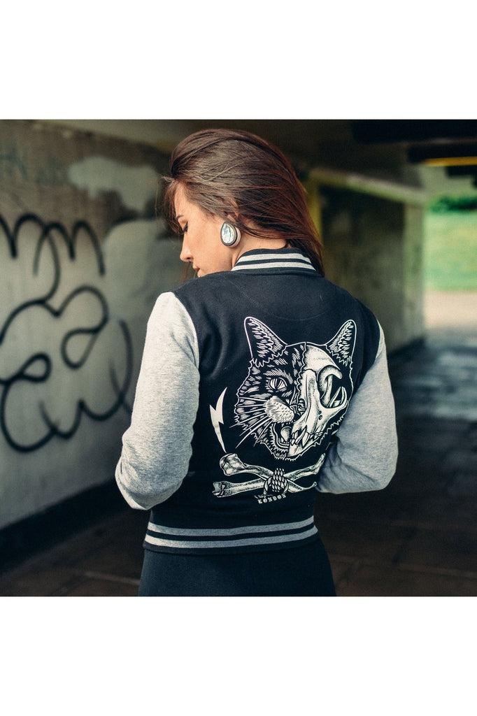 Cat Skull College Jacket-Toxico-Dark Fashion Clothing