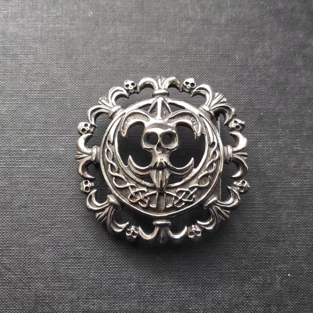 Celtic Skull Belt Buckle - Steel-Badboy-Dark Fashion Clothing