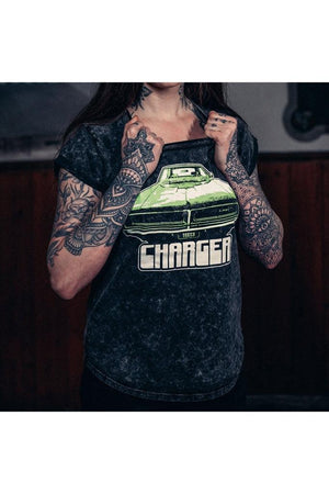 Charger Rolled Sleeve Tee-Toxico-Dark Fashion Clothing