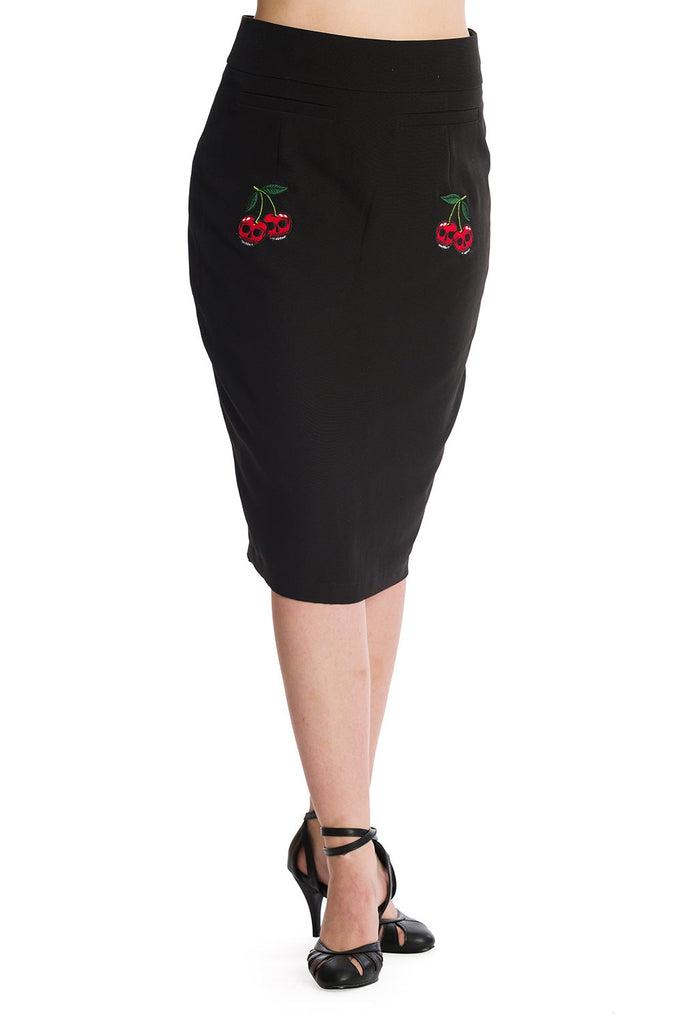 Cherry Jane Pencil Skirt-Banned-Dark Fashion Clothing
