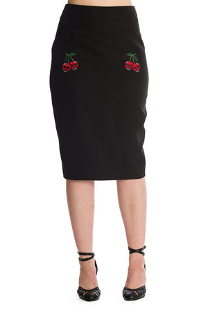 Cherry Jane Pencil Skirt-Banned-Dark Fashion Clothing
