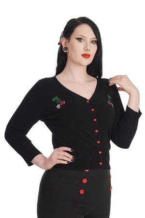 Cherry Skull Cardigan-Banned-Dark Fashion Clothing