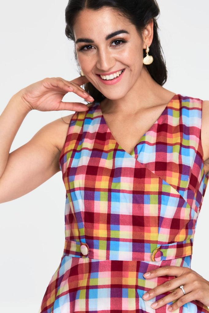 Chiquita Checked Skater Dress-Voodoo Vixen-Dark Fashion Clothing