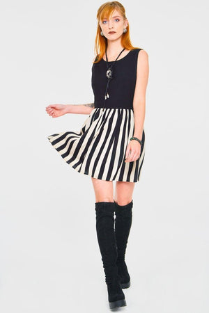 Circ Le Soir Striped Skater Dress-Jawbreaker-Dark Fashion Clothing