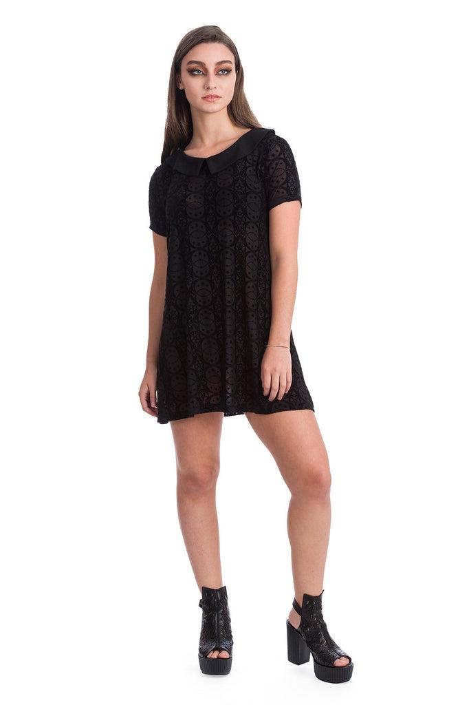 Circle Flock Shift Dress-Banned-Dark Fashion Clothing