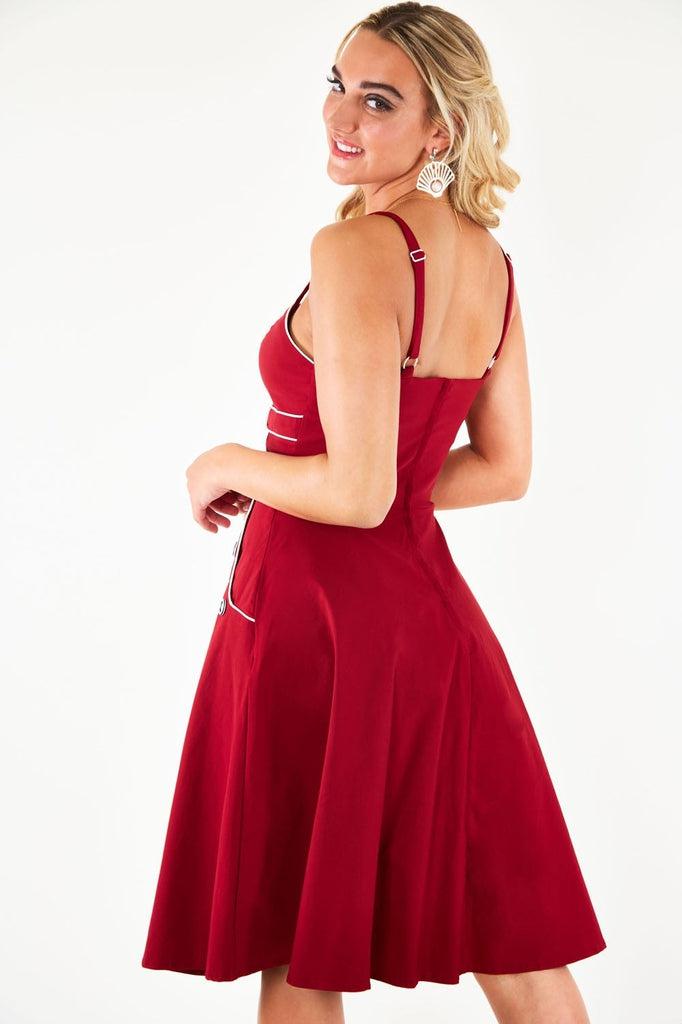 Claudia Nautical Flared Dress-Voodoo Vixen-Dark Fashion Clothing