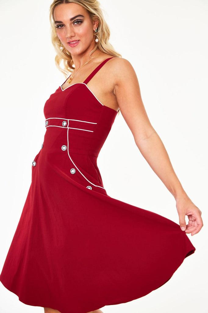 Claudia Nautical Flared Dress-Voodoo Vixen-Dark Fashion Clothing