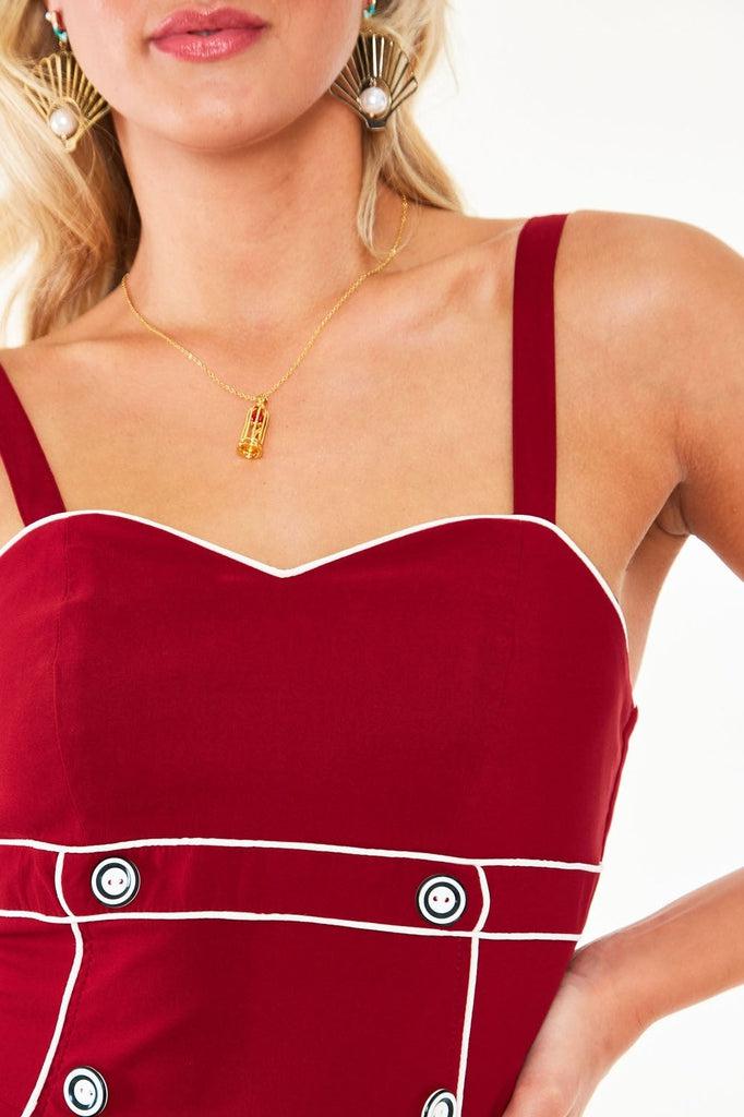 Claudia Nautical Flared Dress-Voodoo Vixen-Dark Fashion Clothing