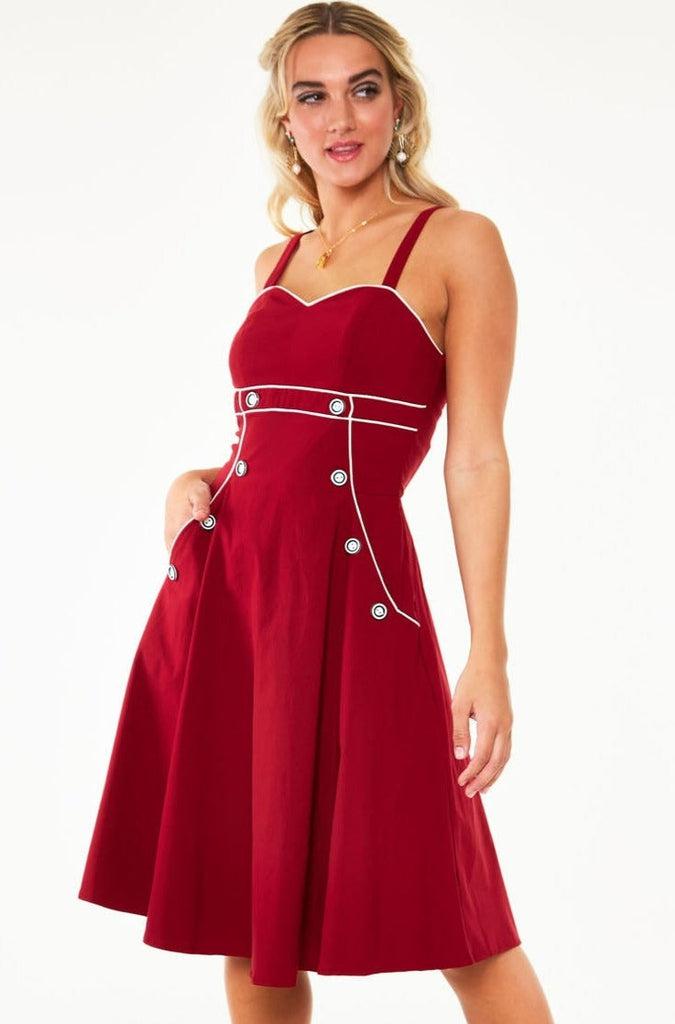 Claudia Nautical Flared Dress-Voodoo Vixen-Dark Fashion Clothing