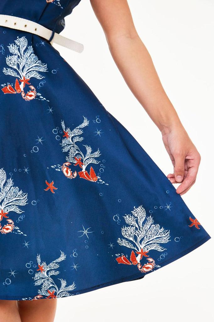 Colbie Dress In Coral Print-Voodoo Vixen-Dark Fashion Clothing