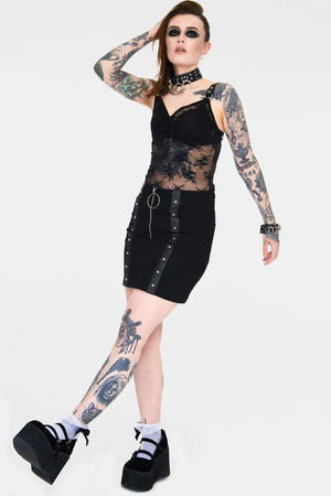 Contraband Sheer Black Lace Strap Top-Jawbreaker-Dark Fashion Clothing
