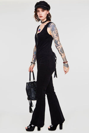 Cord Progression Flare Jumpsuit-Jawbreaker-Dark Fashion Clothing