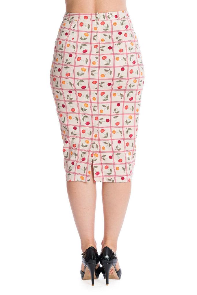 Country Cherry Pencil Skirt-Banned-Dark Fashion Clothing