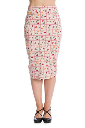 Country Cherry Pencil Skirt-Banned-Dark Fashion Clothing