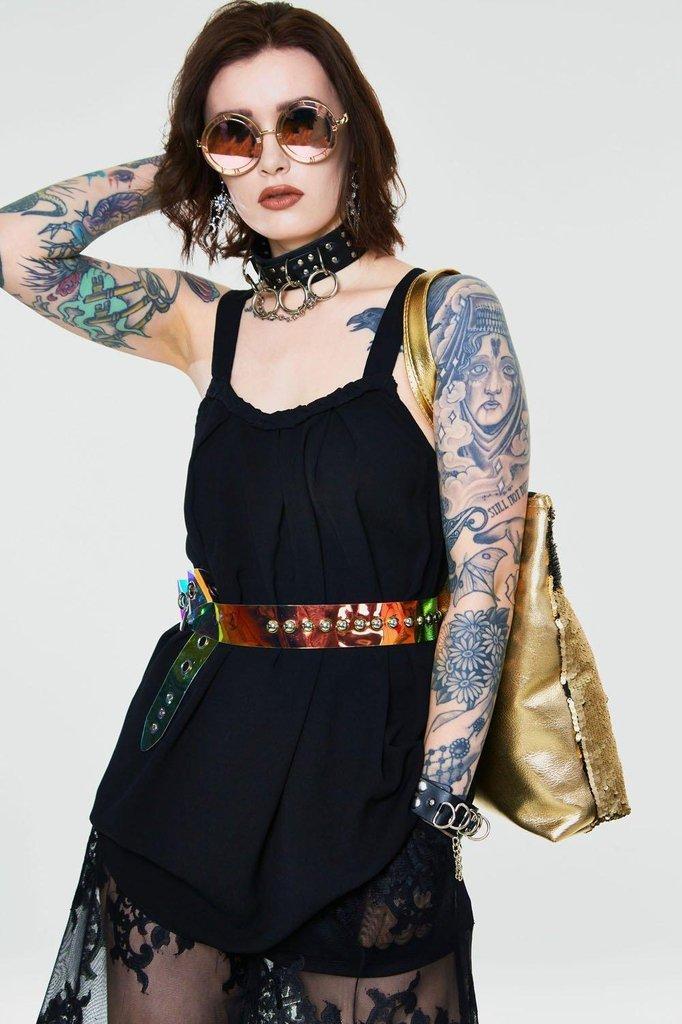 Crepe Fashion Top-Jawbreaker-Dark Fashion Clothing